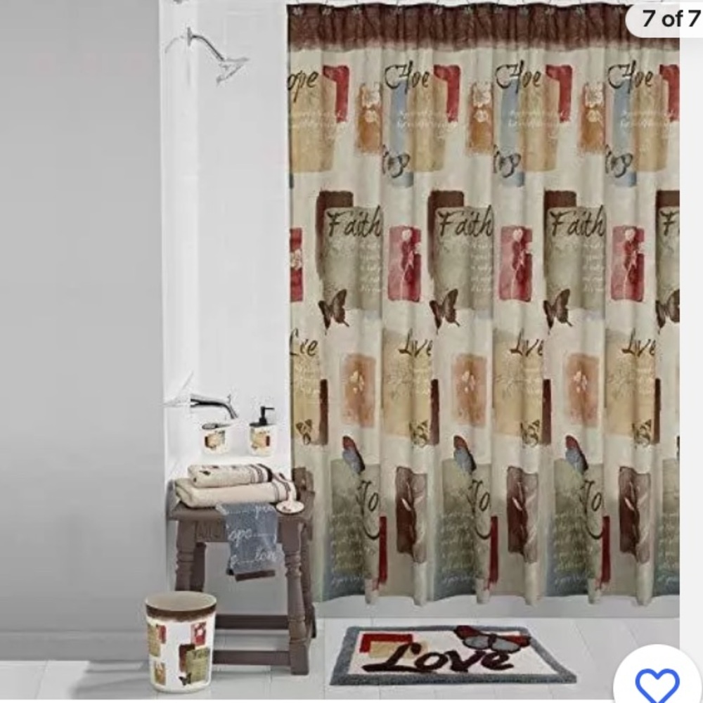 Saturday Knight Inspired Faith, Joy, Love, Piece, message shower curtain